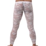 Sexy Men Tight Rose Pattern Lace Pants - Image 4