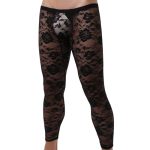 Sexy Men Tight Rose Pattern Lace Pants - Image 5