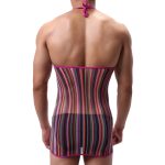 Men Haltered Colorful Striped Mesh Dress - Image 4