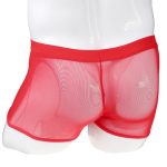 Strong Men Mesh Spliced With Faux Leanther Zipper Boxer Briefs - Image 3