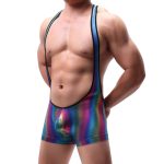 Elastic Rainbow Strappy One Piece Suit For Men - Image 2
