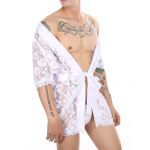 Sexy Tranparent Lace Night Robe For Men - Image 5