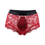Men Transparent Lace Back Bandaged Boxers - Image 3