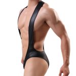 Men Faux Leather Assless Game One Pieces - Image 3