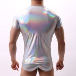 Fashion Show Patent Leather T-shirt For Men - Image 2