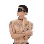 Men's Adjustable Faux Leather Blindfold With Collar - Image 9
