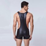 Men's Faux Leather Wrestling Suit Jumpsuit - Image 4