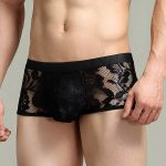 Sexy Men's See-through Lace Boxers Briefs