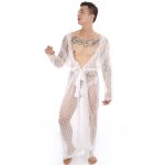 High Quality Men's Night Robe Lace Gown - Image 8