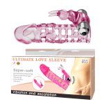 Crystal Pink Vibrating Rabbit Fishnet Penis Sleeve