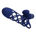 Prettylove Dark Blue Vibrating Fishnet Penis Sleeve