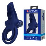Prettylove Dark Blue Brush Vibrating Cock Ring