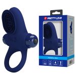 Prettylove Dark Blue Brush Vibrating Cock Ring