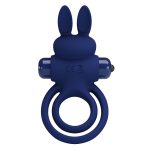 Prettylove Dark Blue Bunny Vibrating Cock Ring - Image 2