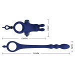 Prettylove Dark Blue Vibrating Bunny Cock Ring Anal Beads Set - Image 5