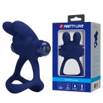 Prettylove Dark Blue 2in1 Vibrating Bunny Cock Ring