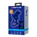 Prettylove Dark Blue 2in1 Vibrating Bunny Cock Ring - Image 4