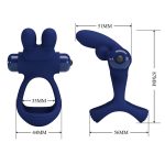 Prettylove Dark Blue 2in1 Vibrating Bunny Cock Ring - Image 5