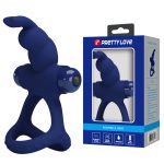 Prettylove Dark Blue 2in1 Vibrating Rabbit Cock Ring