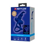 Prettylove Dark Blue 2in1 Vibrating Rabbit Cock Ring - Image 4