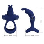 Prettylove Dark Blue 2in1 Vibrating Rabbit Cock Ring - Image 5