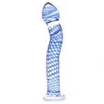 Glass Dildo With Blue Spiral Design - Image 6