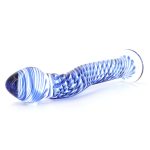 Glass Dildo With Blue Spiral Design - Image 2