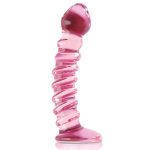 Pink Twist Glass Dildo