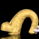 StudHorse Realistic Curved Dildo - Golden - Image 4