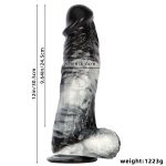 Black and White PVC Realistic Dildo 04 - Image 3