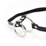 Bondage Boutique Double Ring Steel Cock Ring With Strap - Image 2