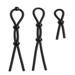 Black Adjustable Penis Tie Ring - Image 4