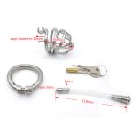Bent Ring Chastity Cage with Silicone Urethral Plug - Image 4