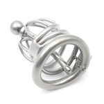 Bent Ring Chastity Cage with Metal Urethral Plug - Image 3