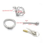 Bent Ring Chastity Cage with Metal Urethral Plug - Image 4
