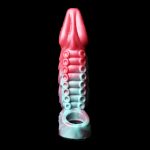 Hollow Penis Extension With Scrotum Ring - Rose - Image 10