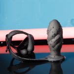 Silicone Vibrating Cock Ring with Thread Anal Vibrator - Image 2