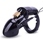 Electro Lockdown Estim Male Chastity Cage - Black