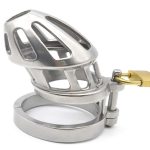 BON4M Stainless Steel Locking Cock Cage Chastity - Image 6