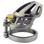 BON4M Stainless Steel Locking Cock Cage Chastity - Image 7