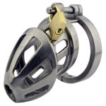 BON4M Stainless Steel Locking Cock Cage Chastity - Image 3