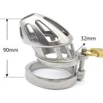 BON4M Stainless Steel Locking Cock Cage Chastity - Image 4