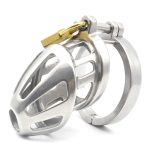 BON4M Stainless Steel Locking Cock Cage Chastity - Image 5