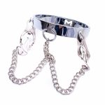 Chrome M Slave Collar With Japanese Clover Clamps - Image 2