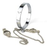 Chrome Slave Collar With Japanese Clover Clamps - Image 4