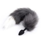 Fox Tail Metal Anal Plug - Gray & White Tail - Image 3
