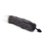 Fox Tail Metal Anal Plug - Gray & White Tail - Image 4