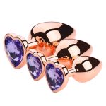 Rose Gold Anal Plug With Heart Diamond - Image 7