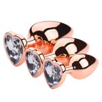 Rose Gold Anal Plug With Heart Diamond - Image 3