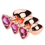 Rose Gold Anal Plug With Heart Diamond - Image 5